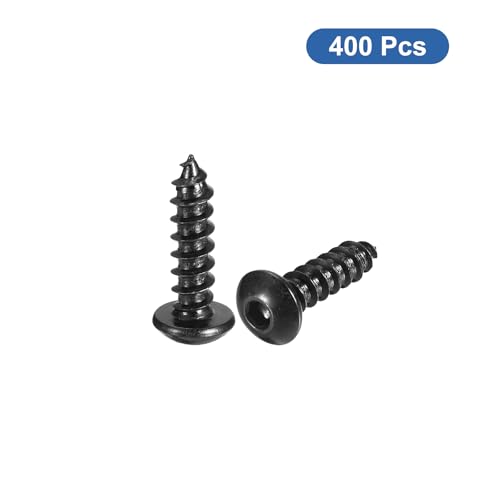 uxcell Hex Socket Self Tapping Screws, M5 x 20mm Carbon Steel Wood Screw 400pcs 400