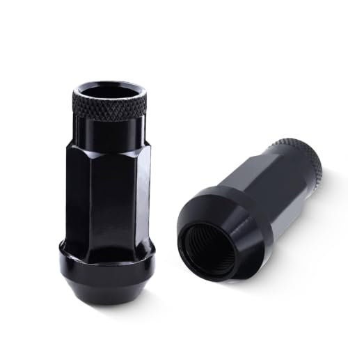 20 Black Long Open End Bulge Acorn Lug Nuts 14x1.5 for Jeep Grand Cherokee 11-on Lincoln Navigator 15-20 Pack of 20