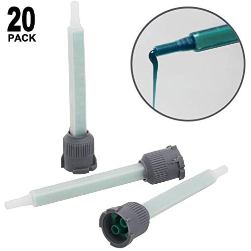 PAGOW 20 Pcs Epoxy Mixing Nozzle Tip, Resin Mixer Adhesive Gun Nozzles for Mix, Gun Applicatior for 50ml/1.7oz AB Glue Cartridge Glue Gun(1:1Ratio)
