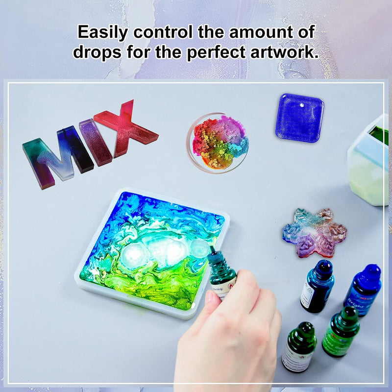 Alcohol Ink Set-LET'S RESIN Vibrant Colors Alcohol Ink for Resin,High Concentrated Alcohol Based Ink for Tumblers Making,Epoxy Resin Painting,Alcohol Ink Art (Each 0.35oz x 18 Bottles)