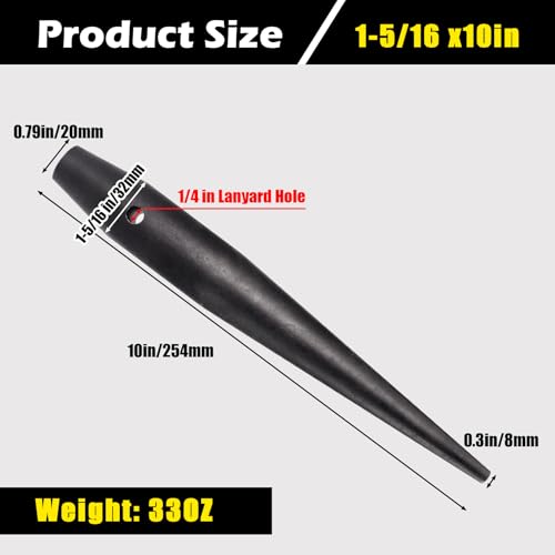 Bull Pin Heat Treaded Steel,Iron Workers Tool with Black Finish Positioning Punching Nails (1-5/16" X 10") 1-5/16" X 10"