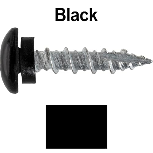 10 x 1 Black - Low Profile Star Head Roofing Screws - HI-LO Thread - Metal to Wood - T25 Torx Drive Head - EPDM Washer. 1 x 250 Count Bag - 250 Screws 1"