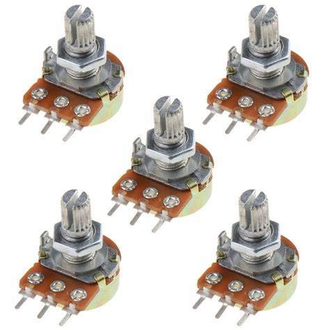 YYWEi Potentiometer Rotary Potentiometer Mono Linear B5K B10K B20K B50K B100K B250K 22pcs Single Potentiometer 3 Terminal with Cap Nuts and Washer