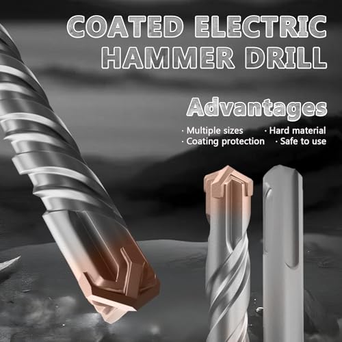 12PCS SDS Plus Rotary Hammer Drill Bits, 12PCS(5/32" to 5/8" ×12") - 4 Carbide Cutting Edges, Ideal for Masonry| Heavy-Duty Masonry |Hammer Drill Bits for Precision Drilling 12PCS(5/32" to 5/8" ×12")