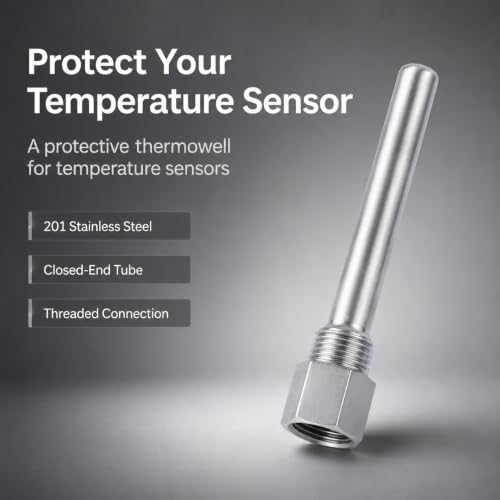 Stainless Steel 1/2" NPT Threaded Pipe for Temperature Sensors Bimetal Thermometer Sleeve