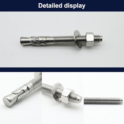 Stainless Steel 304 Concrete Wedge Anchors Heavy Duty Fasteners 1/4in 3/8in 1/2in Set of 24