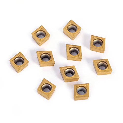 ASHATA CNC Carbide Inserts, 10pcs CNC Carbide Tips CNC Rotary Plates Knife Cutter Rotary Tool With Box (CCMT09t304 CCMT32.5)