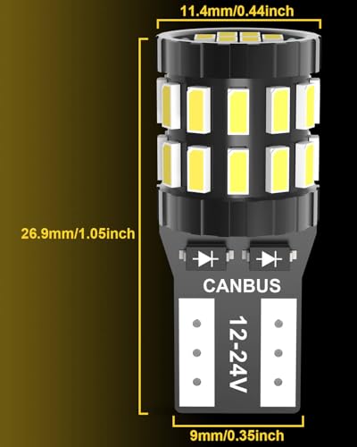 OUSHI 501 White Light Bulbs, DC12-24V, 6000K Bulbs for Indoor and Outdoor Lighting, Pack of 4 [Energy Class B]
