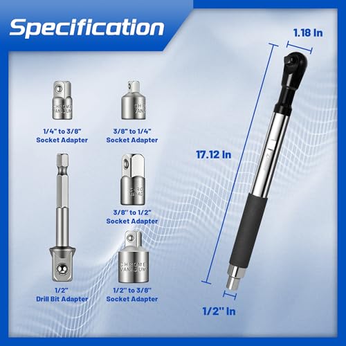 1/2" Heavy Duty Offset Extension Wrench Impact Ratchet Extender 1/2”