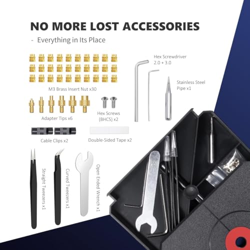 Vertical Heat Set Insert Tool Pressing Machine with 90W Soldering Iron, Heat Set Tips M2-M8, 30PCS Brass Nuts Threaded Inserts for 3D Printed Part (Nutopress Pro)