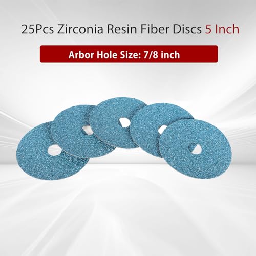 findmall Abrasives 25Pcs Fiber Disc 5 Inch Zirconia Resin Fiber Grinding and Sanding Discs 7/8 Inch Center Hole 36 Grit 5 Inch x 7/8 Inch 36 Grits