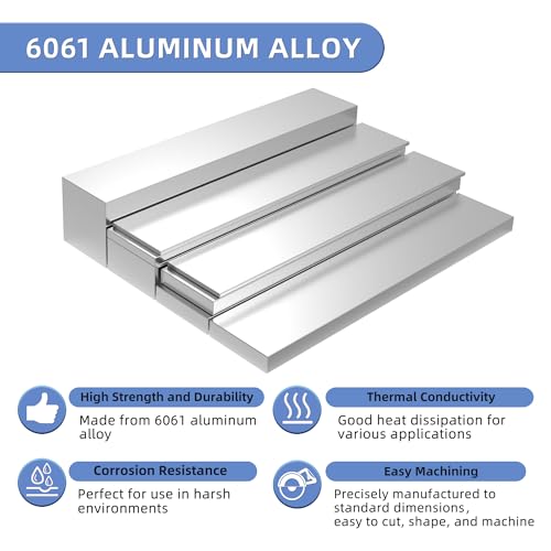 6061 Square Aluminum Solid Flat Bar, 1PCS 1" Thickness X 2" Width X 10" Length Aluminum Flat Plate, 25 x 50 x 254mm Solid Mill Stock for Crafting lndustry 1" X 2" X 10"