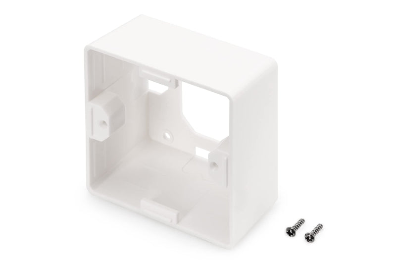DIGITUS surface-mounted frame for junction box / network box - German layout - 80 x 80 mm - 42 mm depth - white junction box type-DE - surface-mounted housing. Keystone