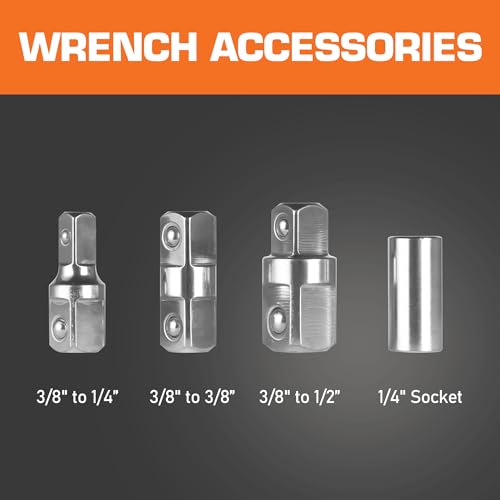 KOOPOOL 3/8" Offset Extension Wrench, Wrench Extender for Tight Place Orange