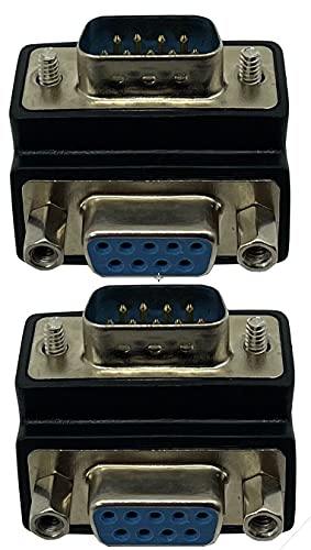 Dafensoy RS232 DB9 Pin Male to Female 90 Degree Changer Coupler Adapte Connecter 2-Pack