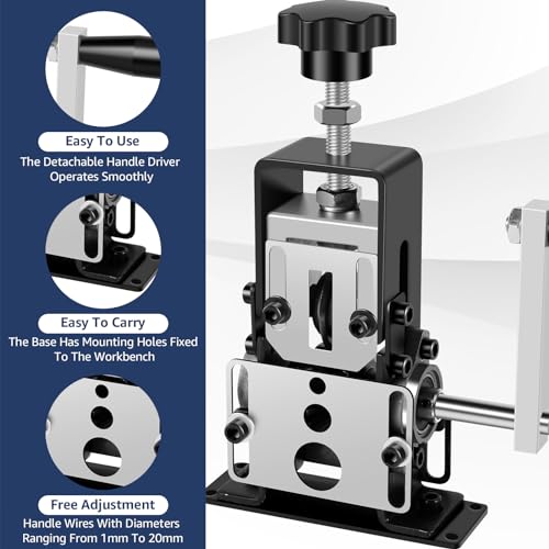Manual Wire Stripper Machine, 0.06''-0.98'' Scrap Copper Wire Stripping Machine with Hand Crank or Drill Powered, Copper Wire Peeler Machine, Portable Aluminum Frame Wire Peeler