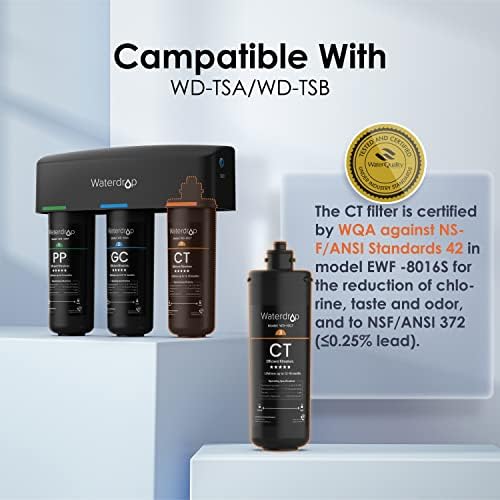 Waterdrop 10CT Replacement Filter for TSA & TSB Undersink Water Filter System | Reduces chlorine, bad taste and odor, improves water taste, 12-18 months