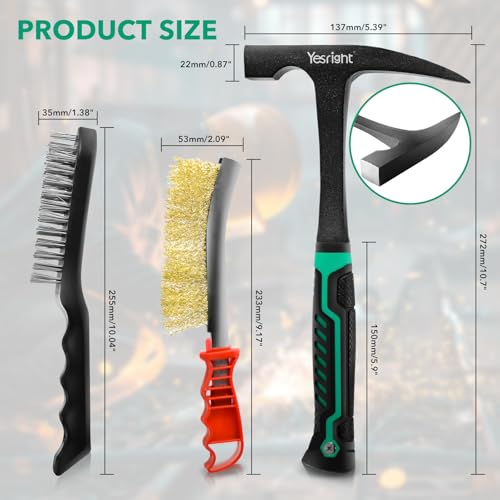Welding Chipping Hammer and Wire Brush Set,10.7" Slag Removal Tool