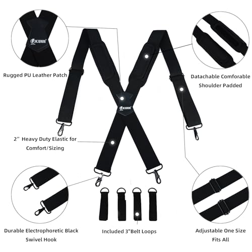 KUNN Tactical Duty Belt Suspenders & Tool Belt Suspenders Removed Padded Shoulder
