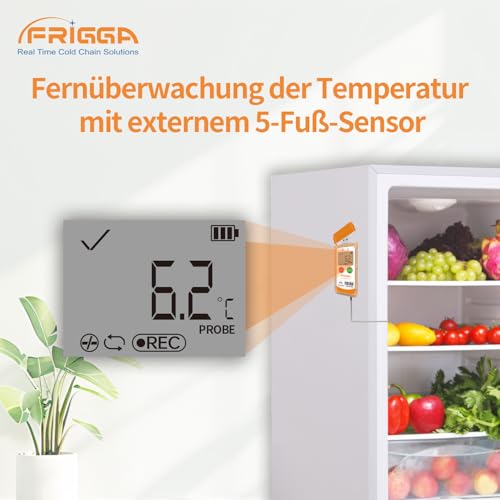 Frigga M2E Multipurpose Temperature Data Logger with External Sensor USB Digital Temperature Pen 14400 Points High Accuracy PDF CSV Report 1 pack.