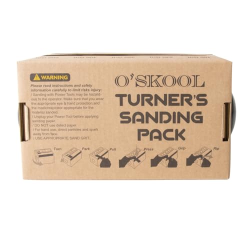 O'SKOOL Turner’s Sanding Pack Abrasive Strip Kit 5 Grits with Dispenser for Wood Turners, Furniture Repair, Woodworkers, Metal Workers, Automotive Body Work | 150, 240, 320, 400, 600 Grit Rolls, SF02A