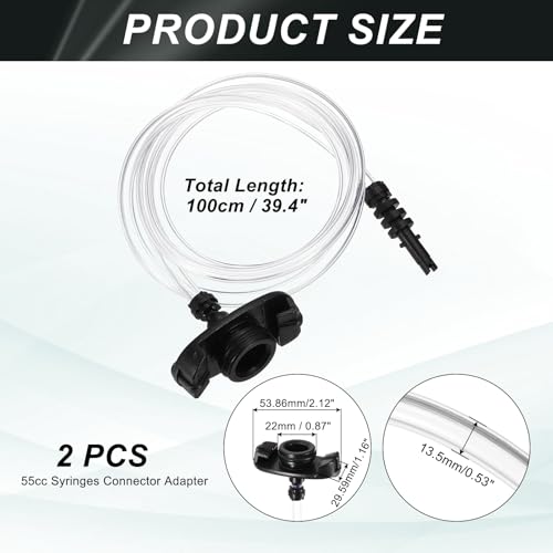 uxcell 2Pcs Air Tube 55cc Glue Adhesive Dispenser Syringes Connector Adapter Replacement for Industrial Glue Liquid Cartridge Dispensing Accessories, Black