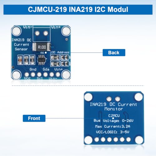 8pcs CJMCU-219 INA219 I2C Module, Bidirectional DC Current/Power Monitoring Sensor Module for Arduino and Raspberry Pi