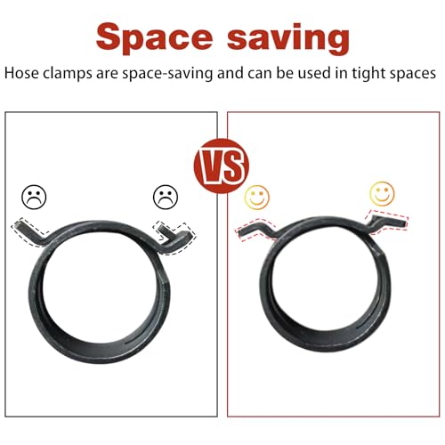 42Pcs 24-46mm Spring Hose Clamps With Swivel Flat Hose Clamp Plier Hose Removal Pliers Assortment kits -10 Large Sizes Fuel Line Clamps Made of Chrome Vanadium Steel