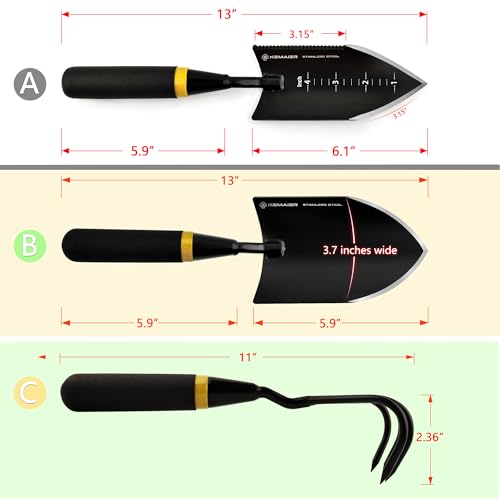 Kemaier 3-Piece Garden Tool Set, Heavy-Duty Stainless Steel Premium Tools