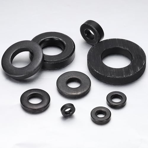 MECCANIXITY 24pcs 5/8" Black Flat Washer for M16 Screw, Steel Metal Washers 16mm ID 35mm OD 6mm Length for Industrial, Screws Bolts M16 x 35mm x 6mm