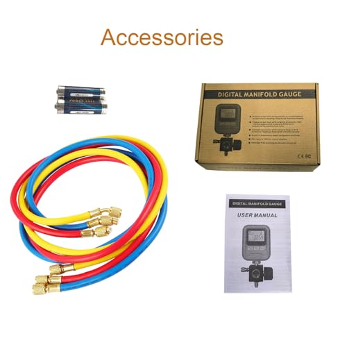 Portable Digital HVAC Manifold Gauge Set Refrigerant Gauge Diagnostic Tool for R134A/R410A/1234YF 12 Refrigerants | Pressure/Vacuum/Leak Test | Automotive & Home HVAC Maintenance