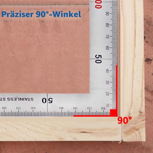 Angle Ruler Siumir Stainless Steel L Shape Ruler 150 x 300 mm 90 Degree Right Angle Ruler Double Scale for Carpenters, Architects and Engineers