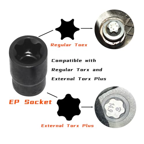 19Pcs Torx Plus Socket Set, External Torx Plus 6 Point EP Socket EP4 - EP32 Black Case 19 PCS - EP Socket