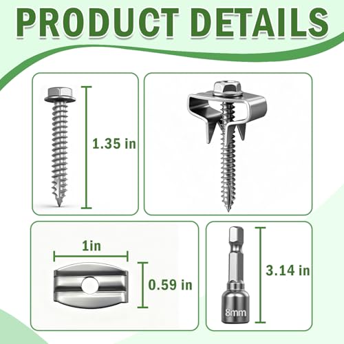 Fence Staples, 304 Stainless Steel Screw Fasteners, 100 Pack