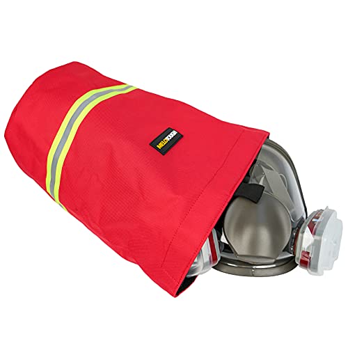 MELOTOUGH Firefighter Bag Fireman SCBA Air Respirator Storage Bag (Red) + 7-Pocket Firefighter Tool Pouch with Carry Handle and Flap, Fits in Bunker Gear Pocket, Firefighter Pants,Red