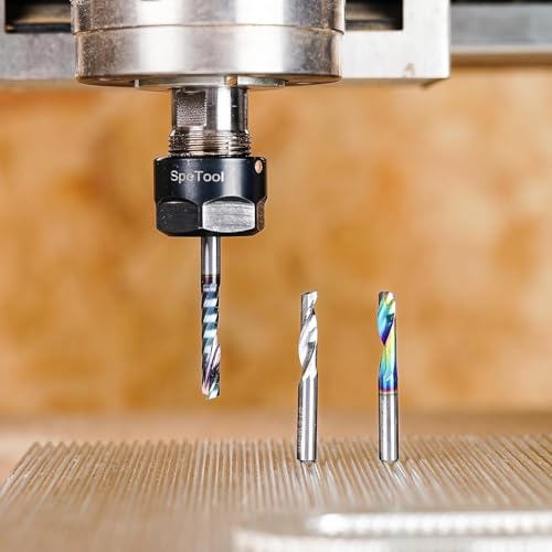 SpeTool Aluminum Milling Cutter 6 mm Shank Single Cutter Solid Carbide Milling Cutter End Milling Cutter Aluminum 22 mm Cutting Length with DLC Coating CNC Milling Cutter Wood for Aluminum Acrylic Brass Pack of 2