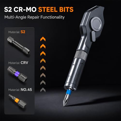 42 in 1 Magnetic Screwdriver Set, Ratcheting Screwdriver Set with T Handle and S2 Steel Bits, Repair Tool Kit for Computer, Eyeglass, Bicycle, Watch, Furniture and Daily DIY 42-in-1 Ratchet Screwdriver Set