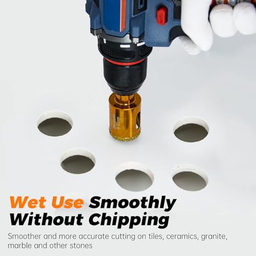 6 Inch Serrated Diamond Hole Saw with 2Pcs Removable Pilot Bits, Easy-Align for Precise Drilling in Porcelain, Ceramic, Granite, and Marble (6" Tile Drill Bit) 150mm | 6"