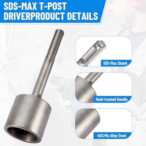 SDS Max Shank T-Post Driver, 2" Diameter Head for SDS-Max Rotary Hammers 2 Inch