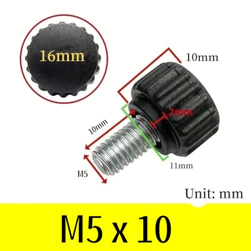 200 Pcs M5 x 10 mm Threaded Knurled Thumbscrew, Monitor Screws Vesa Mount Screws Carbon Steel Clamping Knobs Grip Thumb Screw Mounting Thumb Screw(200pcs) 200.0