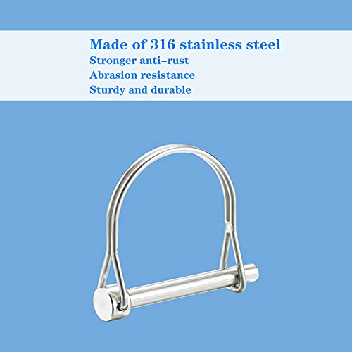 Heavy Duty Safety Coupler Pins 1/4 Inch Diameter, 2.756 Inches (70mm) Length, Wire Lock Pins, Shaft Locking Pins, 316 Stainless Steel(4 Pieces)