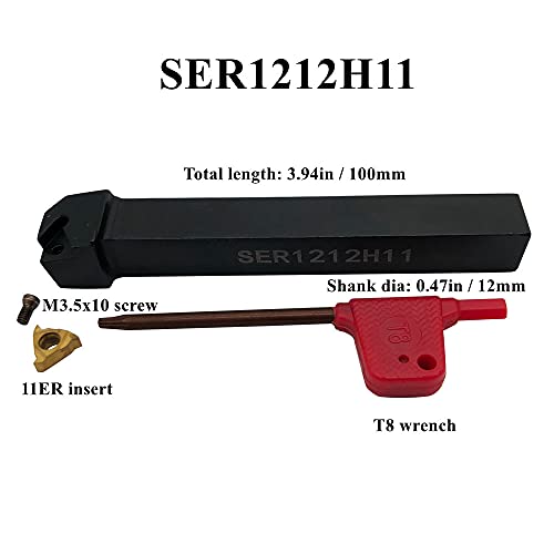 1/2" Lathe Threading Tool External/Internal Threading Holder SEL/R 1212H11+ SNR/L 0008K11 Threading Holder with 11ER AG60 11IR AG60 Threading Inserts