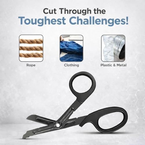EMT and Trauma Shears for Left and Right Hand -7.5-Inch Bandage Scissors, Stainless Steel Medical Shears -Fluoride-Coated Blades for First Responder, Nurse, and Doctor (2 Pack, Black)
