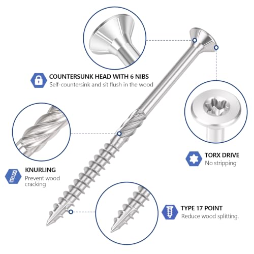 #10x2 inch Stainless Steel Deck Screws 360 PCS Wood Screws with T25 Bit #10*2"-360pcs