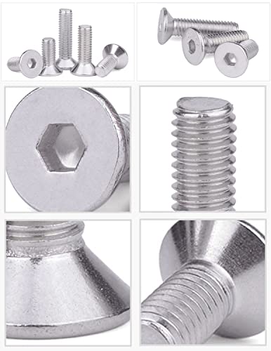 160Pcs #8-32 UNC 304-Stainless Steel Flat Head Countersunk Hex Socket Cap Bolts Screws Nuts Assortment Kit- #8-32x 1/4" 5/16" 3/8" 1/2" 5/8" 3/4" 7/8" 1"