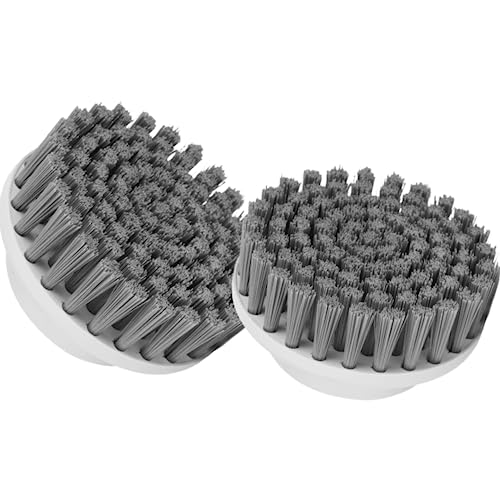 SYNOSHI Round Brush Heads (2 Units) for Electric Cleaning Brush | Designed for General Cleaning Tasks, Grey