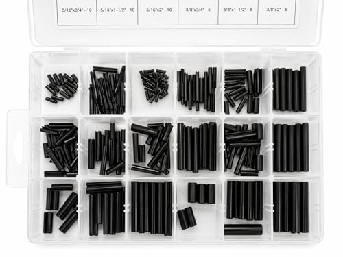 Titan Industrial Supply-315 Piece Roll Pin Assortment Kit – 11 Popular Sizes from 1/16" to 3/8" – Heavy-Duty Compression Pins with Organized Storage Case