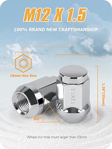 MIKKUPPA M12x1.5 Lug Nuts and 12x1.5 Wheel Locking Lug Nuts