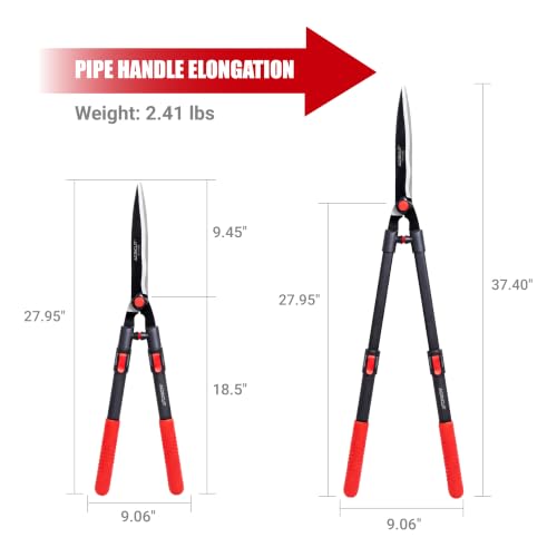 AGRICUT Telescopic Hedge Shears – Heavy Duty Garden Shears with Patented Wavy Blade, High Carbon Steel, Extendable Aluminium Handles 700-930mm – For Precision Trimming of Tall Hedges Wavy Blade (Telescopic)