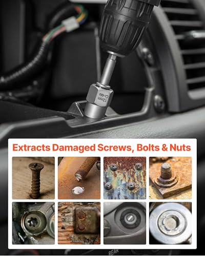 VEVOR Bolt Extractor Kit, 16 Pieces Impact Bolt & Nut Remover Set with Adapters and Pin Punch, Solid Storage Case, Cr-Mo Steel for Removing Damaged, Rusted, Stripped, Rounded Bolts, Nuts and Screws 16 PCS
